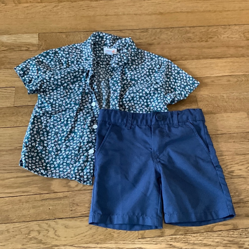 Cat & Jack Boys Floral Polo and Shorts 4T
